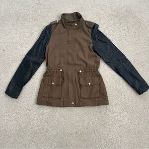 H&M Mixed Media Leather Sleeve Jacket